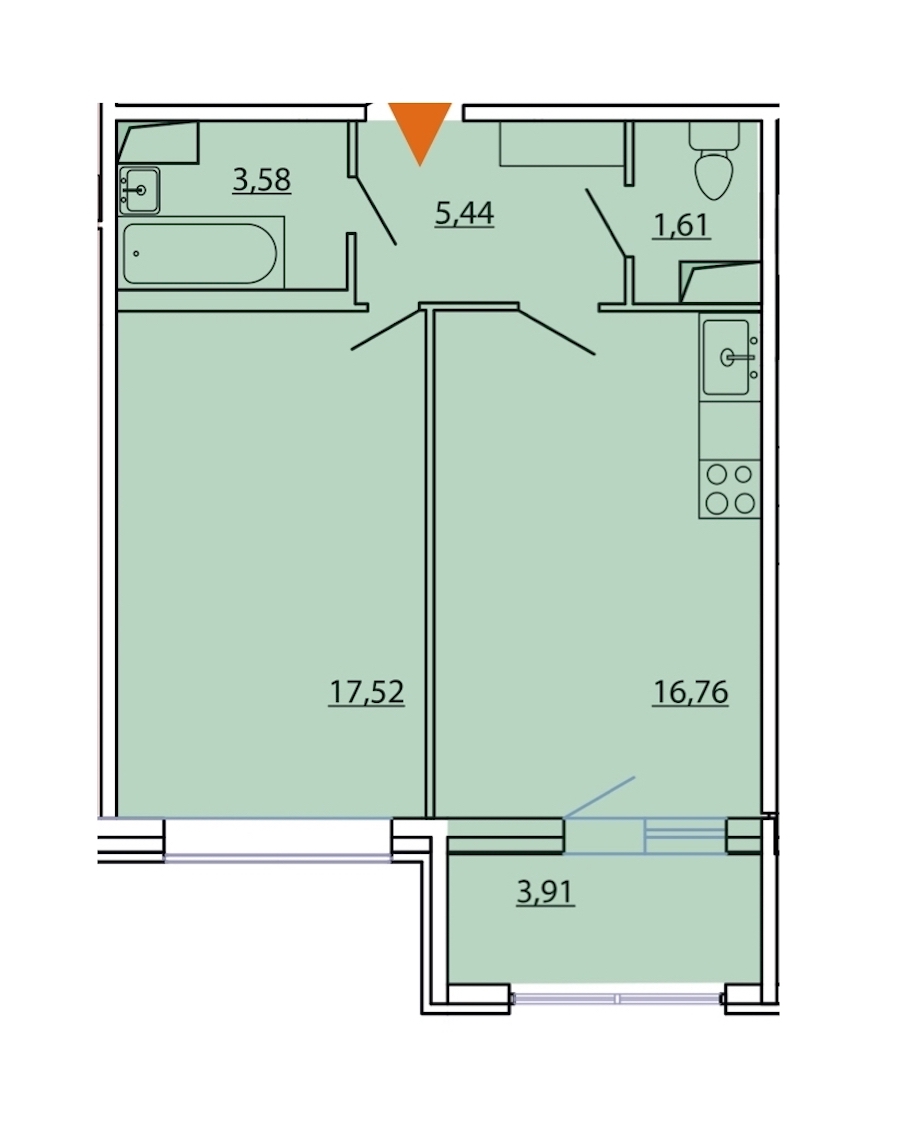 1-комнатная, 47 м² — ЖК ЖК Фамилия