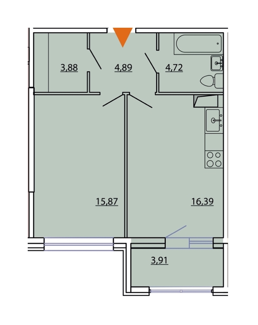 1-комнатная, 48 м² — ЖК ЖК Фамилия