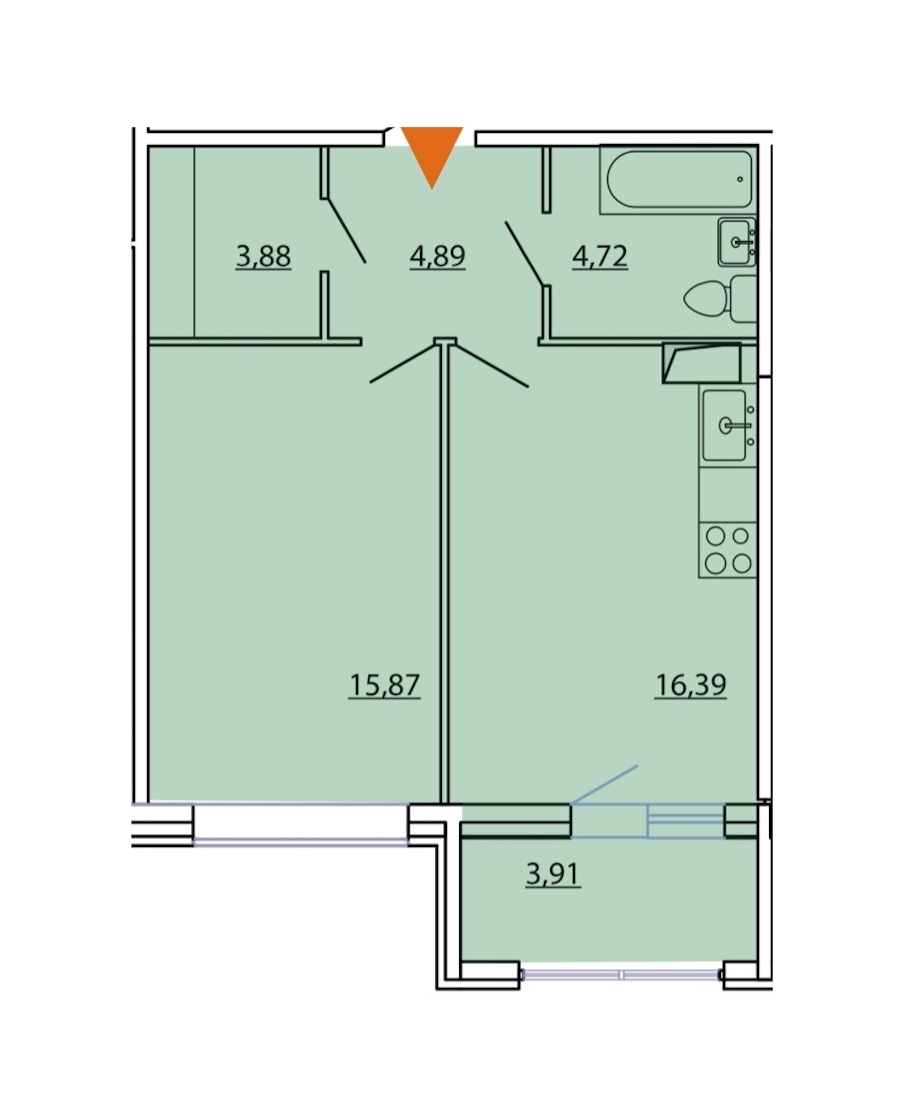 1-комнатная, 48 м² — ЖК ЖК Фамилия