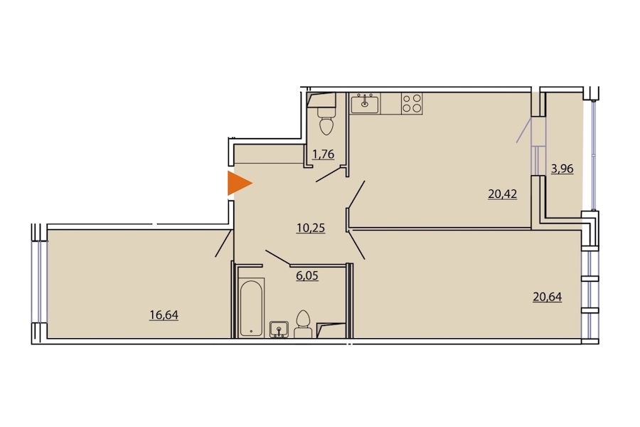 2-комнатная, 78 м² — ЖК ЖК Фамилия