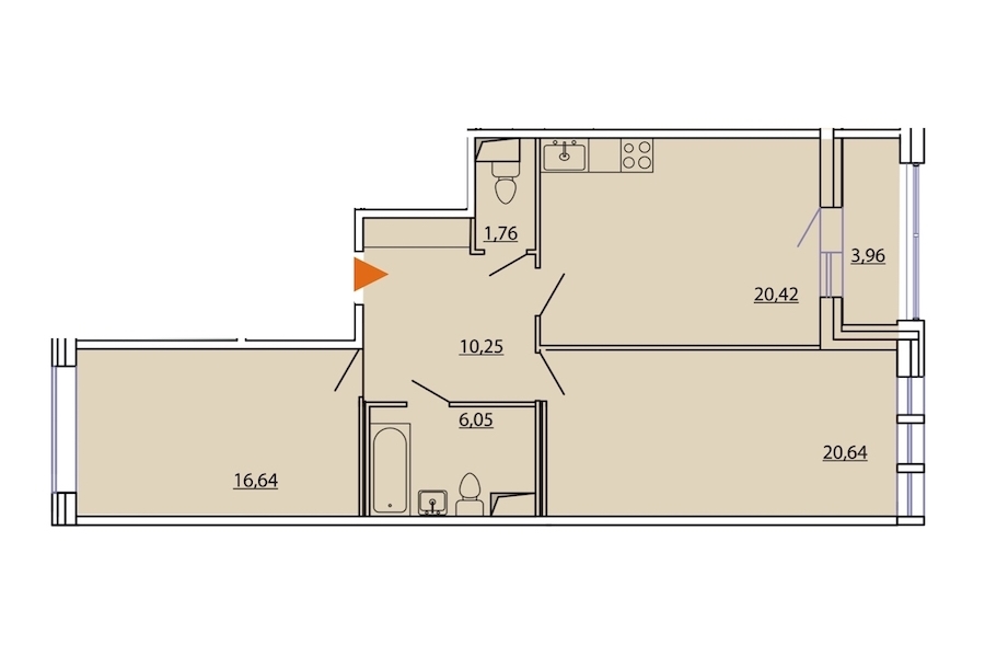 2-комнатная, 78 м² — ЖК ЖК Фамилия