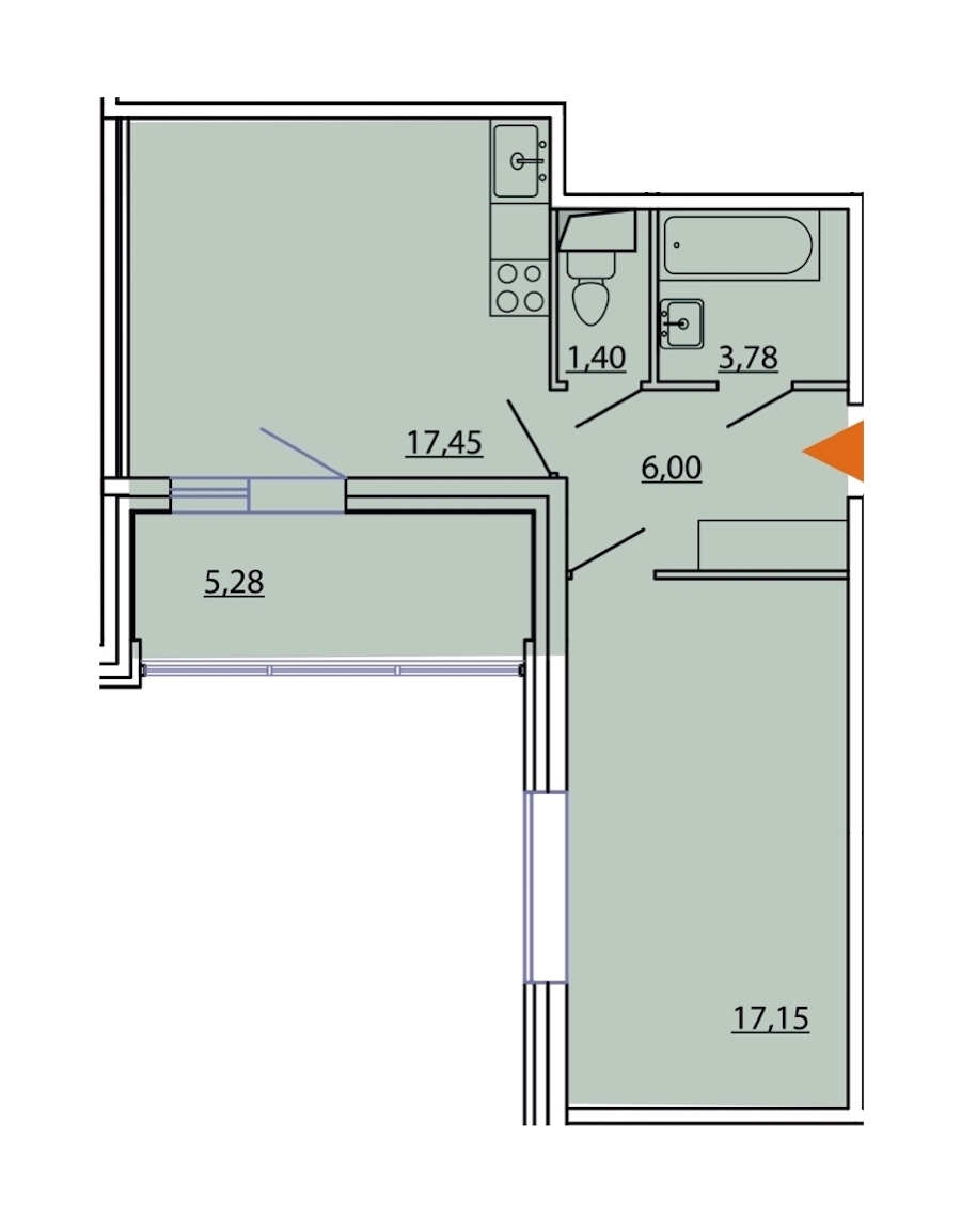 1-комнатная, 48 м² — ЖК ЖК Фамилия