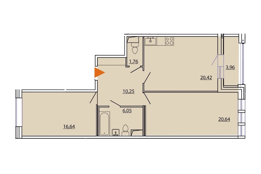 2-комнатная, 78 м² — ЖК ЖК Фамилия