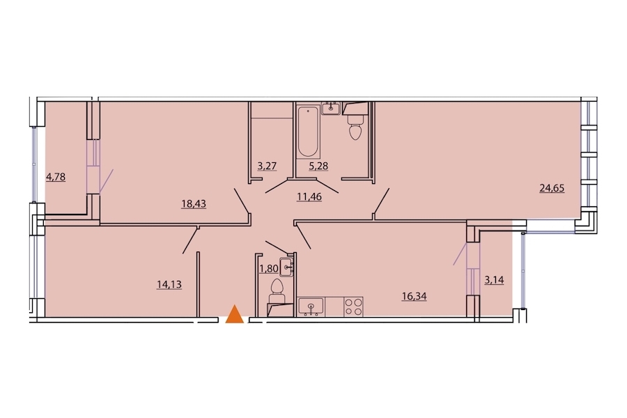 3-комнатная, 99 м² — ЖК ЖК Фамилия