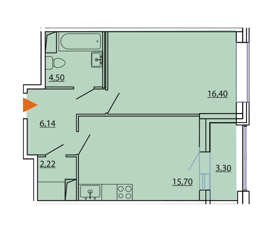 1-комнатная, 47 м² — ЖК ЖК Фамилия