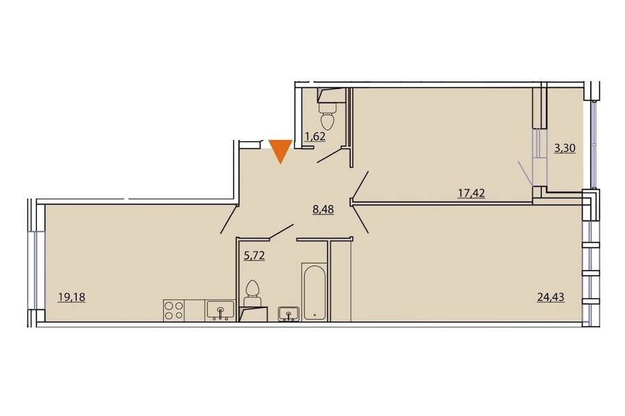 2-комнатная, 79 м² — ЖК ЖК Фамилия