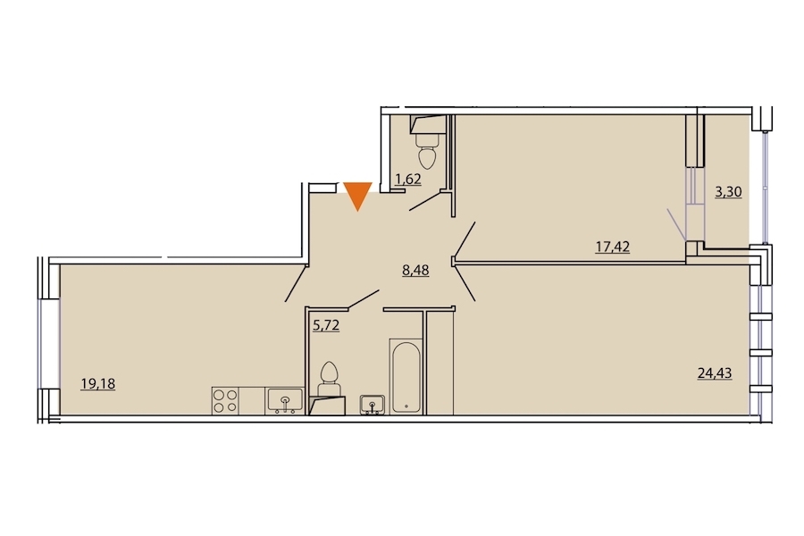 2-комнатная, 79 м² — ЖК ЖК Фамилия