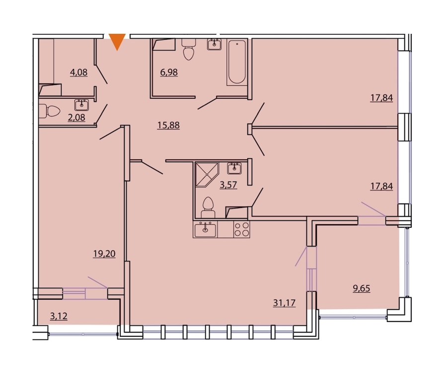 3-комнатная, 125 м² — ЖК ЖК Фамилия