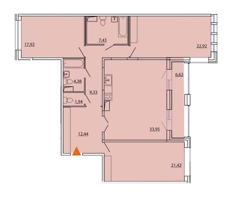 3-комнатная, 135 м² — ЖК ЖК Фамилия