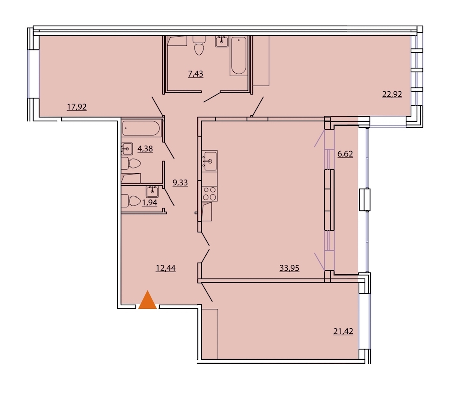 3-комнатная, 135 м² — ЖК ЖК Фамилия