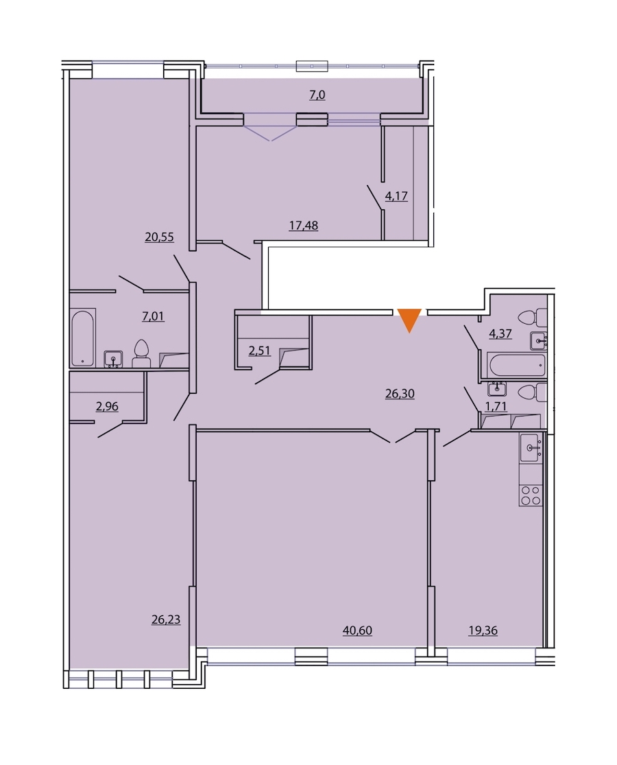 4-комнатная, 177 м² — ЖК ЖК Фамилия