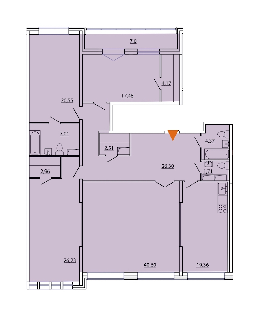 4-комнатная, 177 м² — ЖК ЖК Фамилия