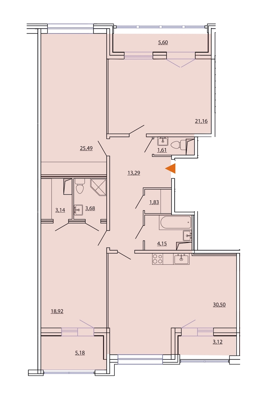 3-комнатная, 131 м² — ЖК ЖК Фамилия