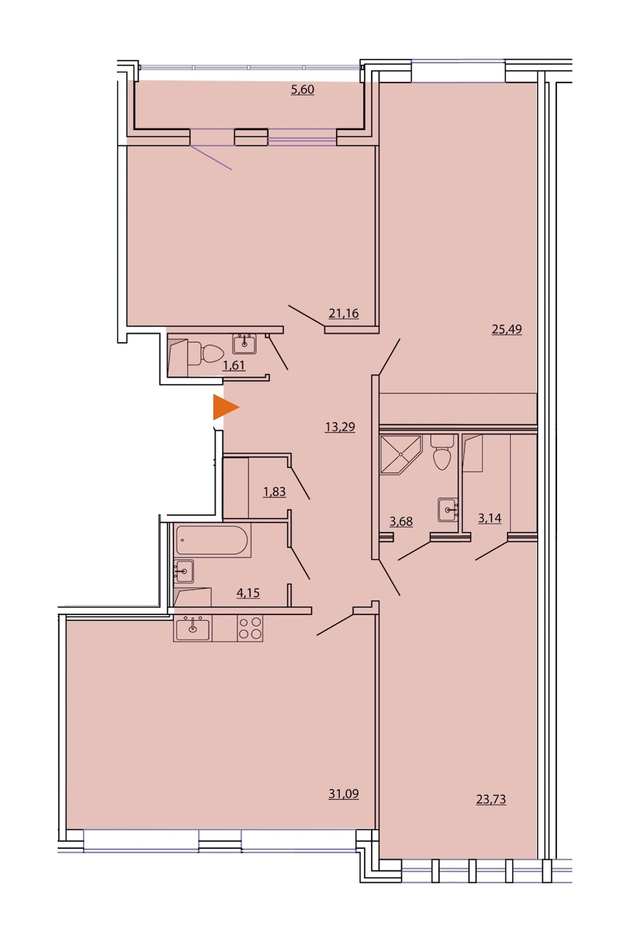 3-комнатная, 132 м² — ЖК ЖК Фамилия