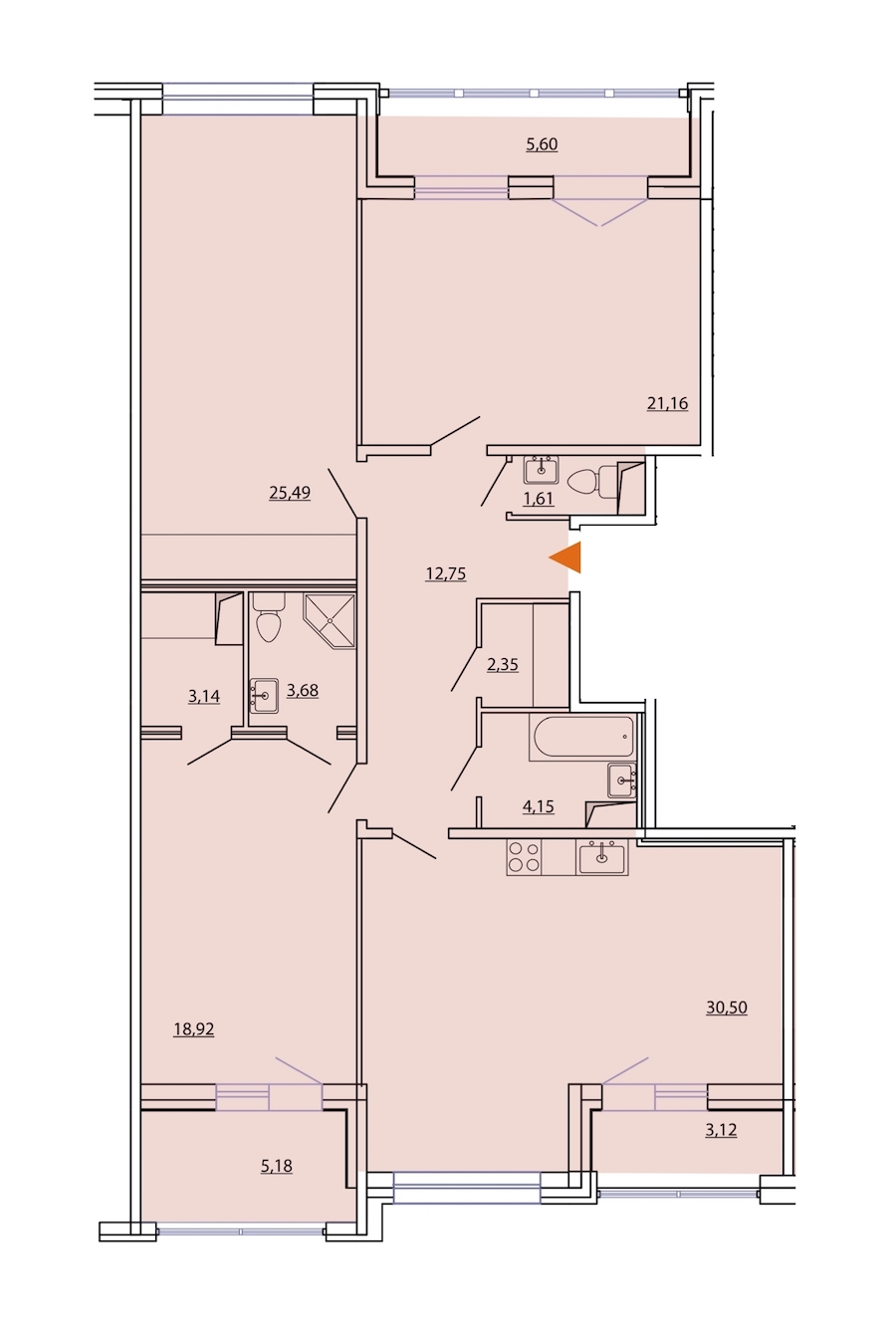 3-комнатная, 131 м² — ЖК ЖК Фамилия