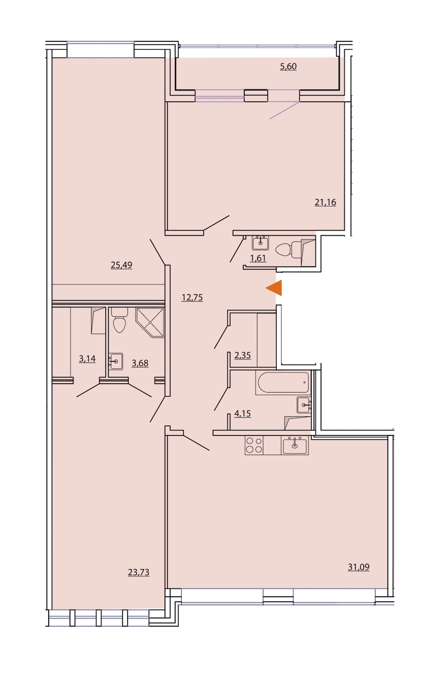 3-комнатная, 132 м² — ЖК ЖК Фамилия