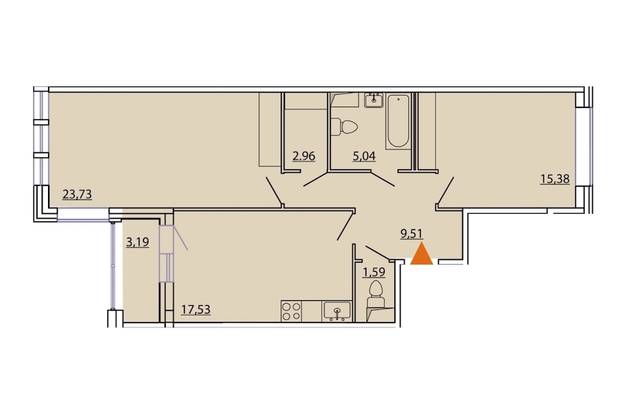 2-комнатная, 77 м² — ЖК ЖК Фамилия