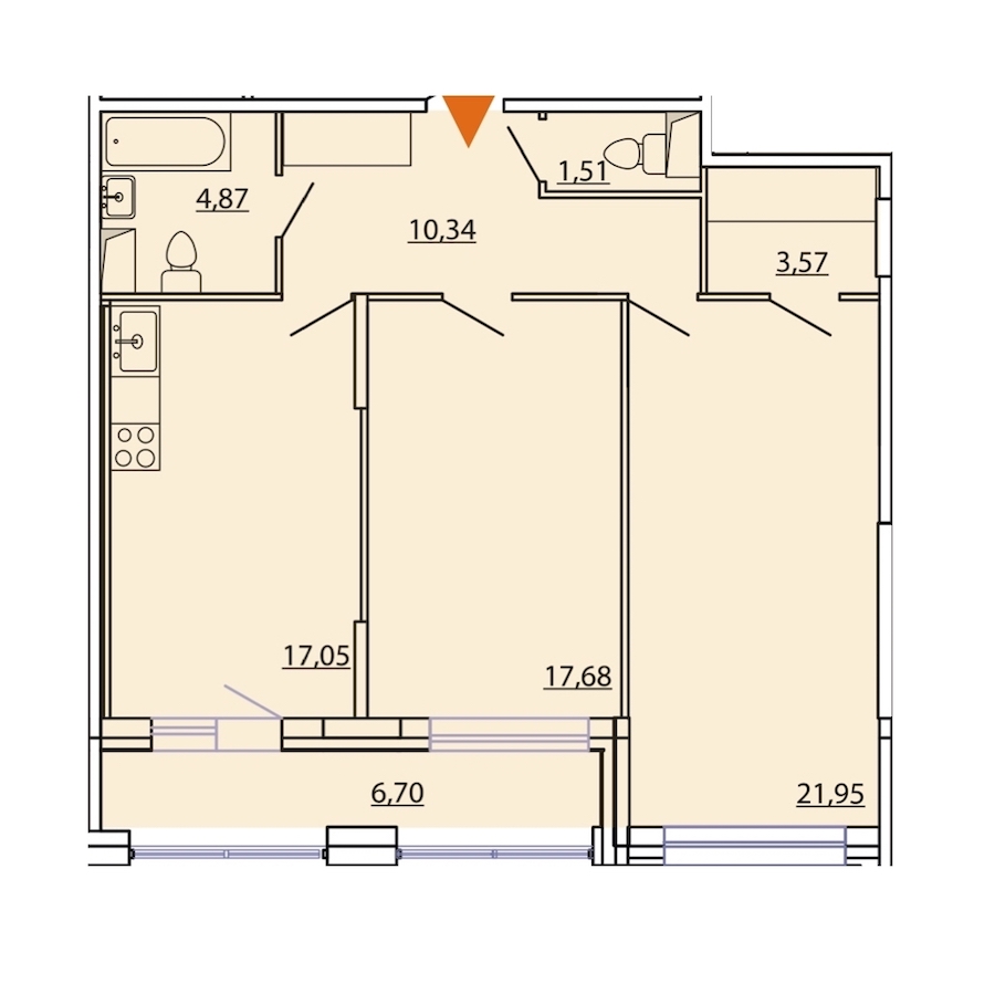 2-комнатная, 80 м² — ЖК ЖК Фамилия