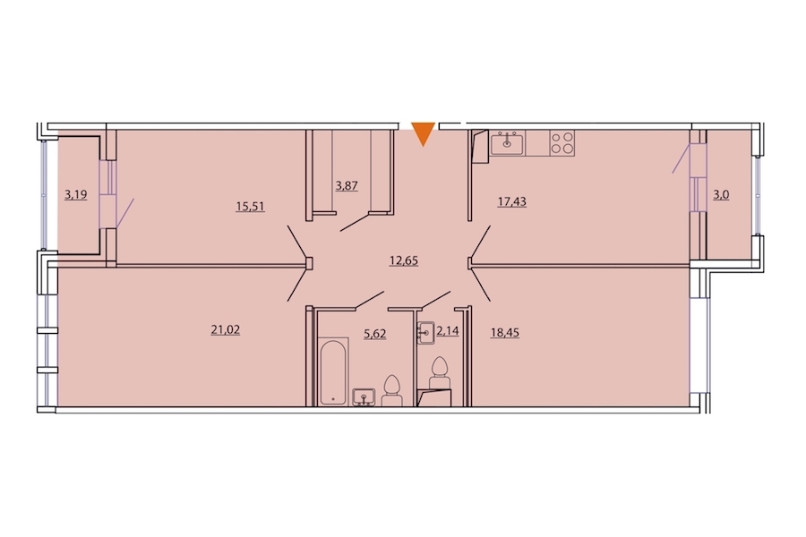 3-комнатная, 100 м² — ЖК ЖК Фамилия