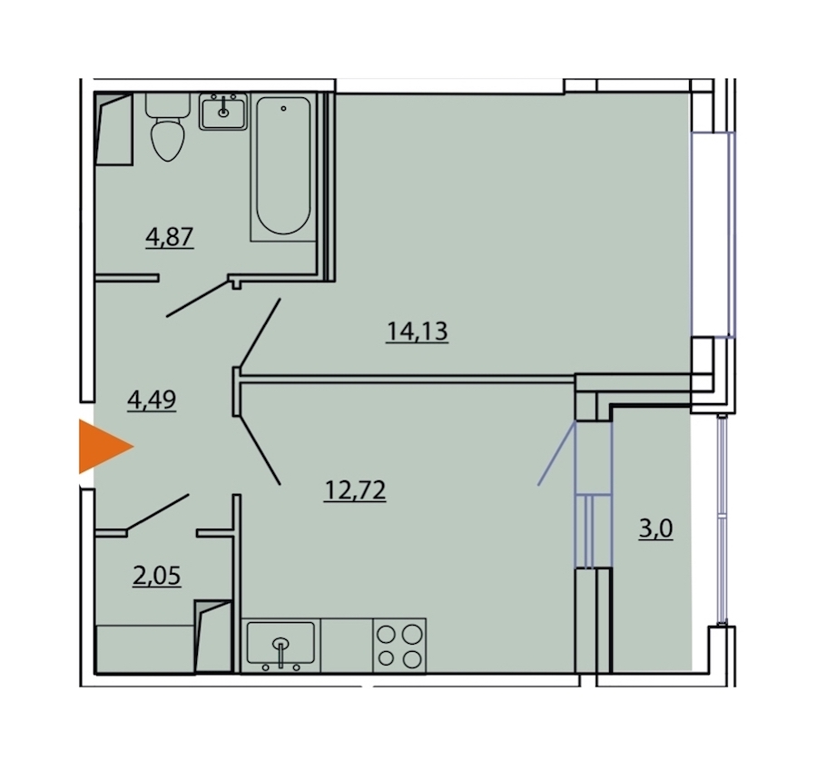 1-комнатная, 40 м² — ЖК ЖК Фамилия