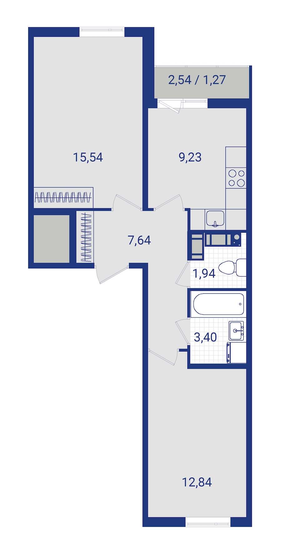 2-комнатная, 52 м² — ЖК ЖК Lampo (Лампо)