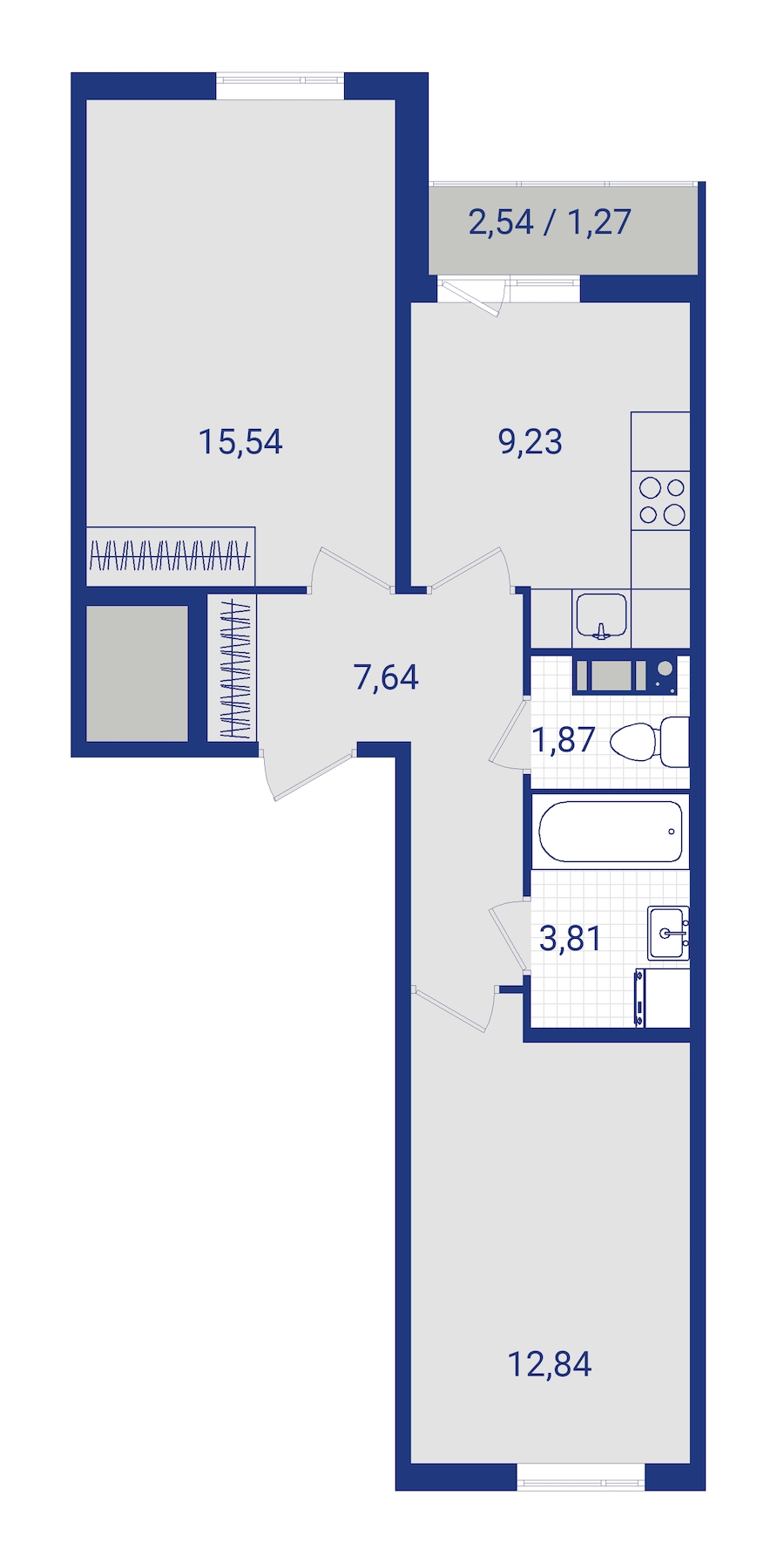 2-комнатная, 52 м² — ЖК ЖК Lampo (Лампо)