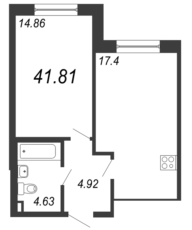 1-комнатная, 42 м² — ЖК ЖК ТАРМО