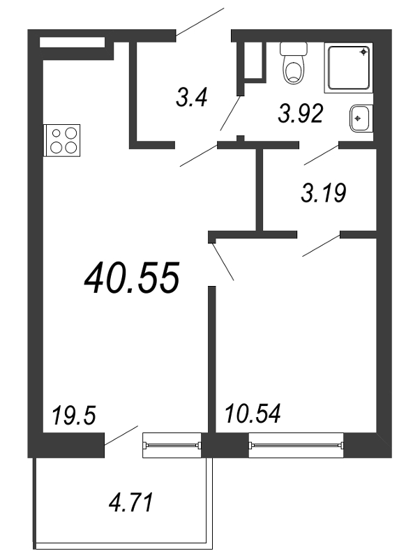 1-комнатная, 41 м² — ЖК ЖК ТАРМО