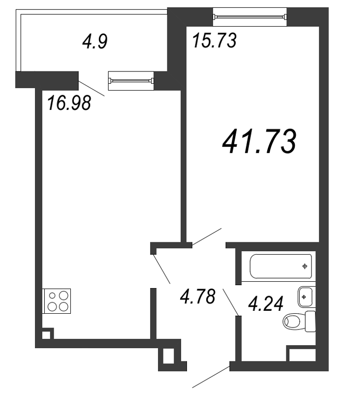 1-комнатная, 42 м² — ЖК ЖК ТАРМО
