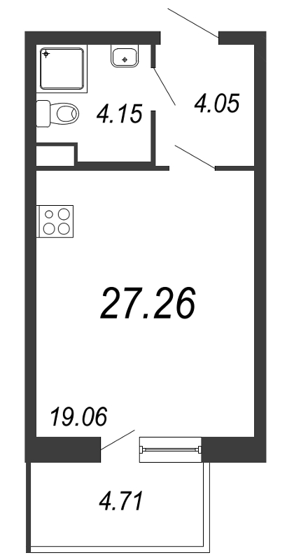 1-комнатная, 27 м² — ЖК ЖК ТАРМО
