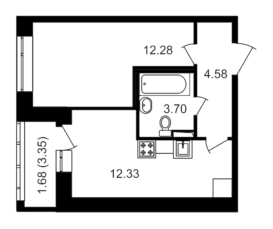 1-комнатная, 36 м² — ЖК ЖК Елизаровский