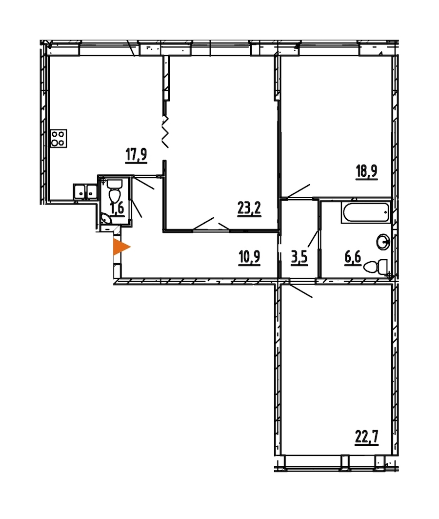 3-комнатная, 105 м² — ЖК ЖК Эталон на Неве