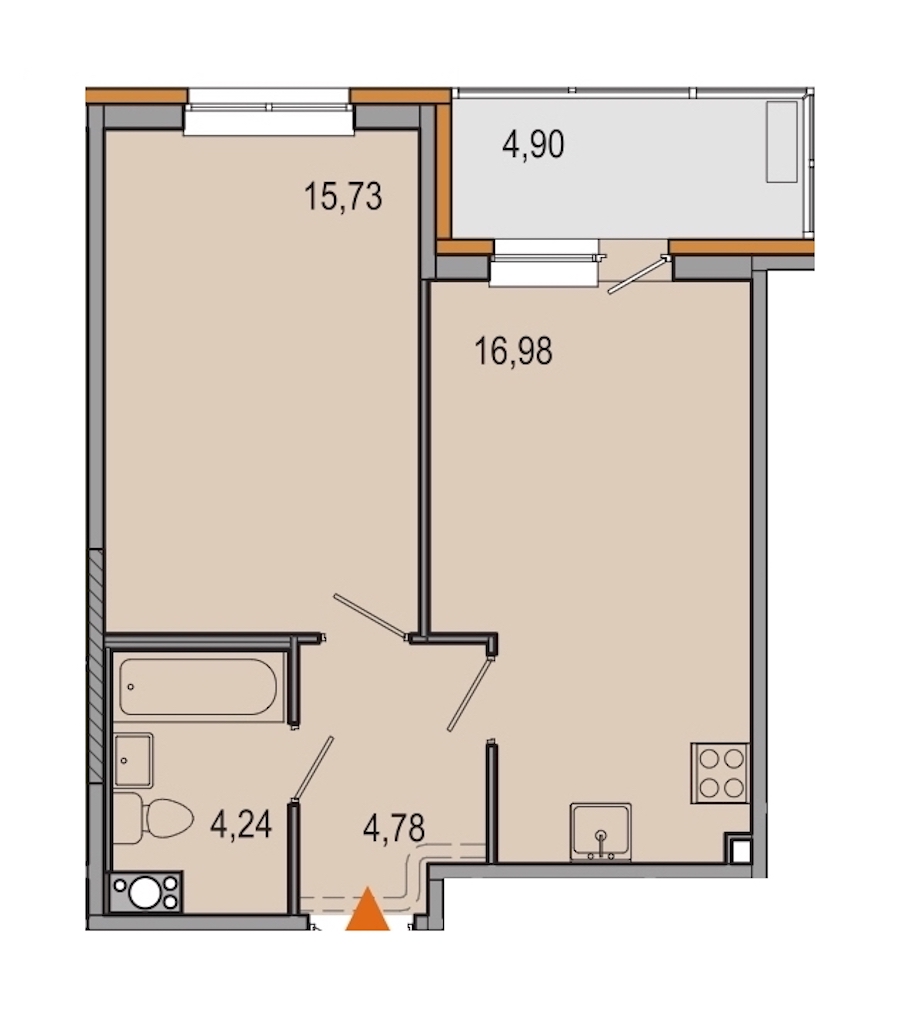 1-комнатная, 42 м² — ЖК ЖК ТАРМО