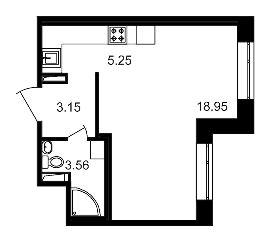 Студия, 31 м² — ЖК ЖК Елизаровский