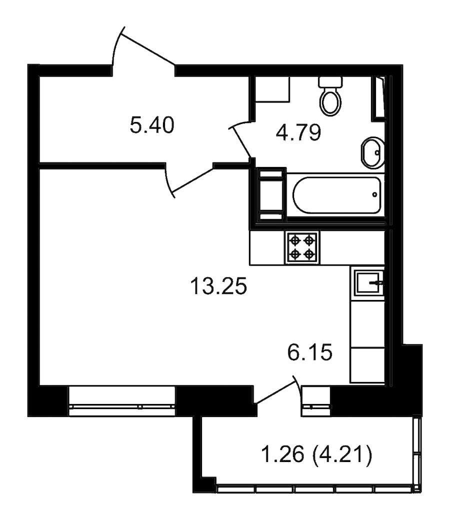 Студия, 34 м² — ЖК ЖК Елизаровский