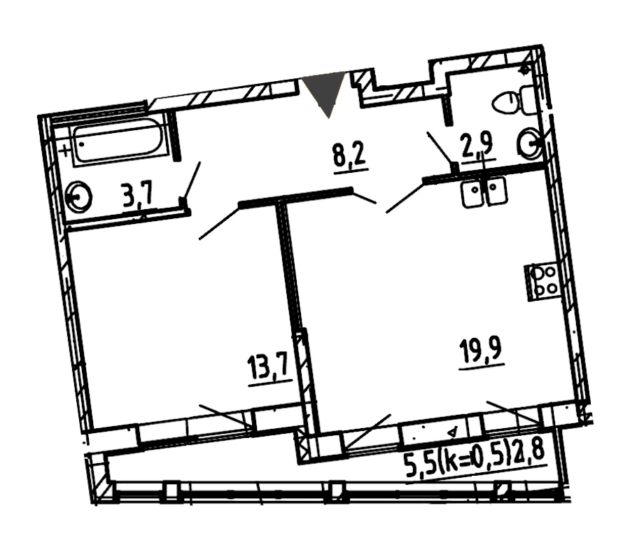 1-комнатная, 51 м² — ЖК ЖК Эталон на Неве