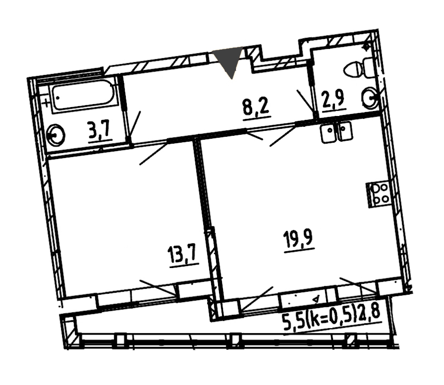 1-комнатная, 51 м² — ЖК ЖК Эталон на Неве