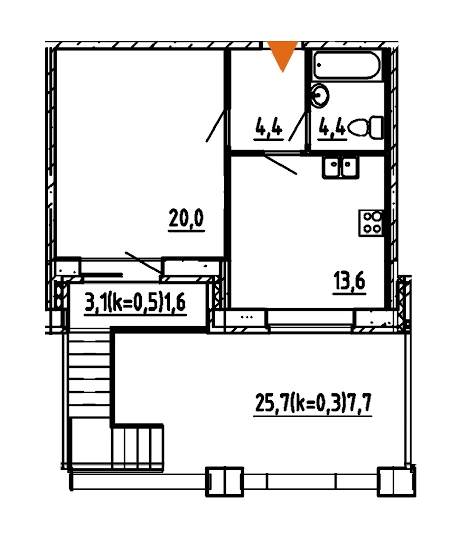 1-комнатная, 52 м² — ЖК ЖК Эталон на Неве