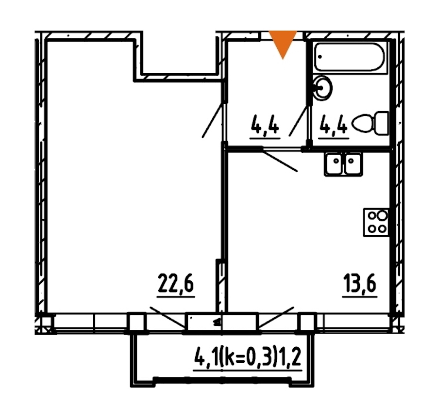 1-комнатная, 46 м² — ЖК ЖК Эталон на Неве