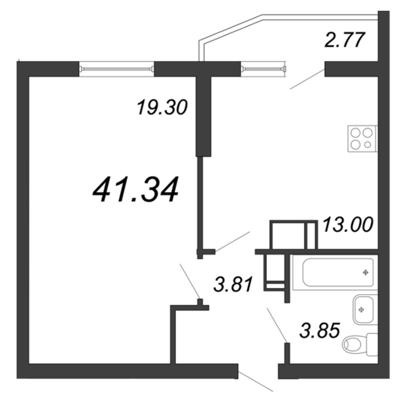 1-комнатная, 41 м² — ЖК ЖК Yoga (Йога)