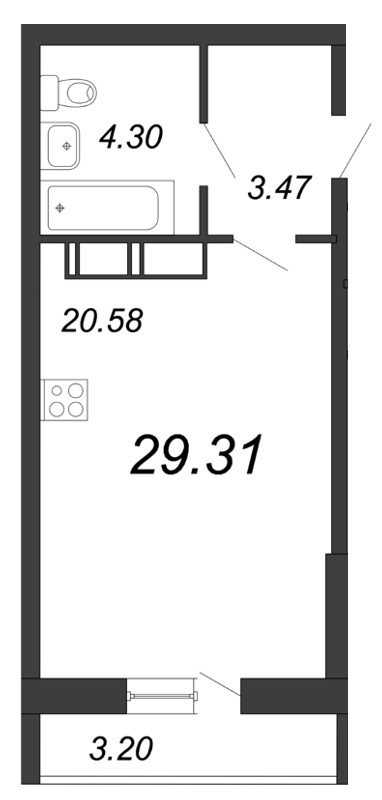 Студия, 29 м² — ЖК ЖК Yoga (Йога)
