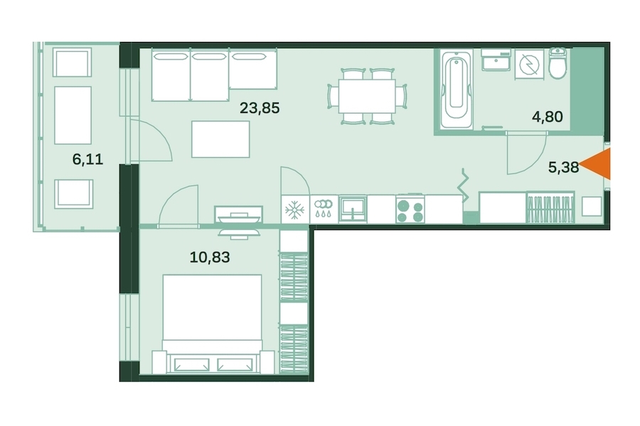 1-комнатная, 47 м² — ЖК ЖК Магнифика Резиденс (Magnifika Residence)