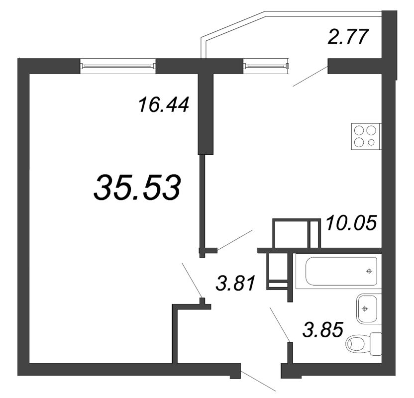1-комнатная, 36 м² — ЖК ЖК Yoga (Йога)