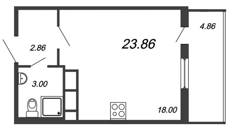 Студия, 24 м² — ЖК ЖК Философия на Московской