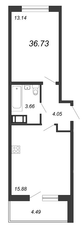 1-комнатная, 37 м² — ЖК ЖК Браво