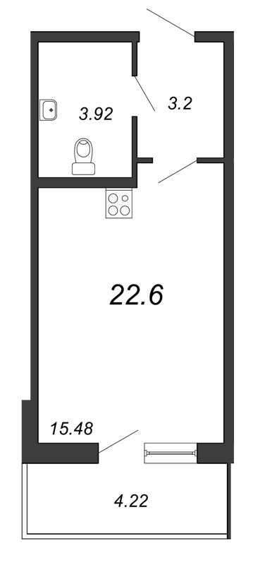 Студия, 23 м² — ЖК ЖК Браво