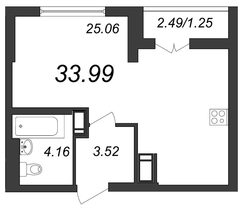 Студия, 34 м² — ЖК ЖК Yoga (Йога)