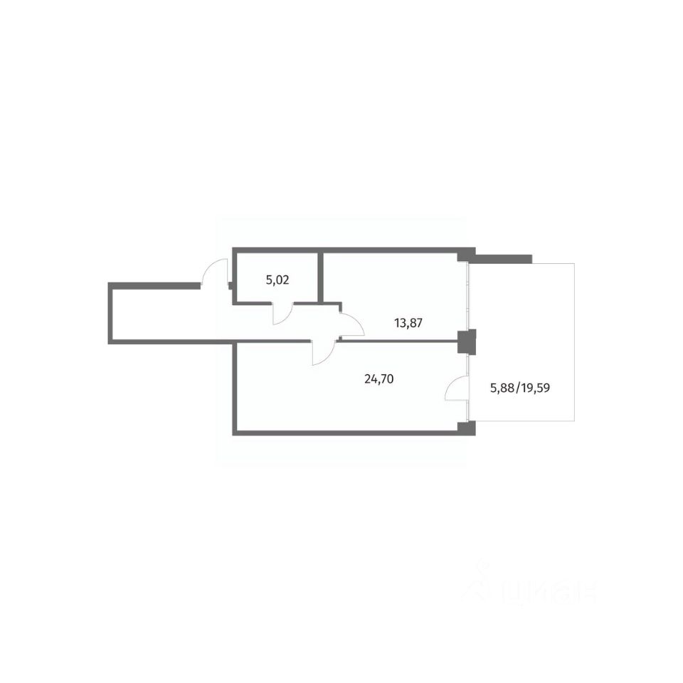 1-комнатная, 61.6 м² — ЖК ЖК НьюПитер (NEWПИТЕР)