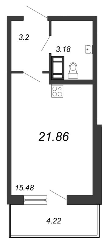 Студия, 22 м² — ЖК ЖК Браво