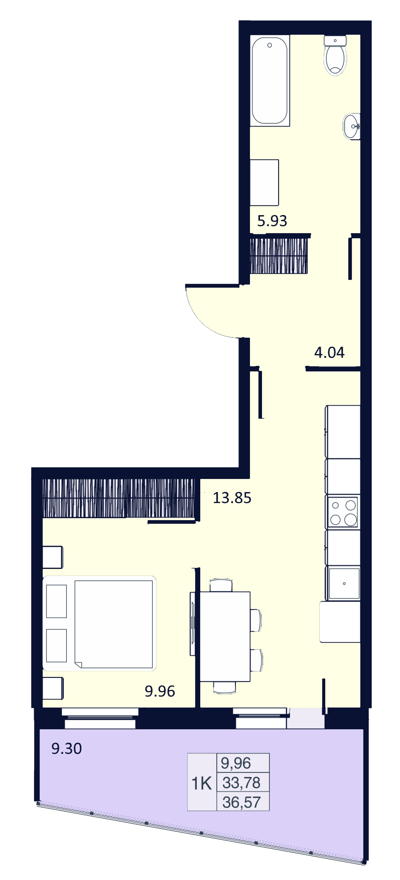 1-комнатная, 34 м² — ЖК ЖК Муринские высоты